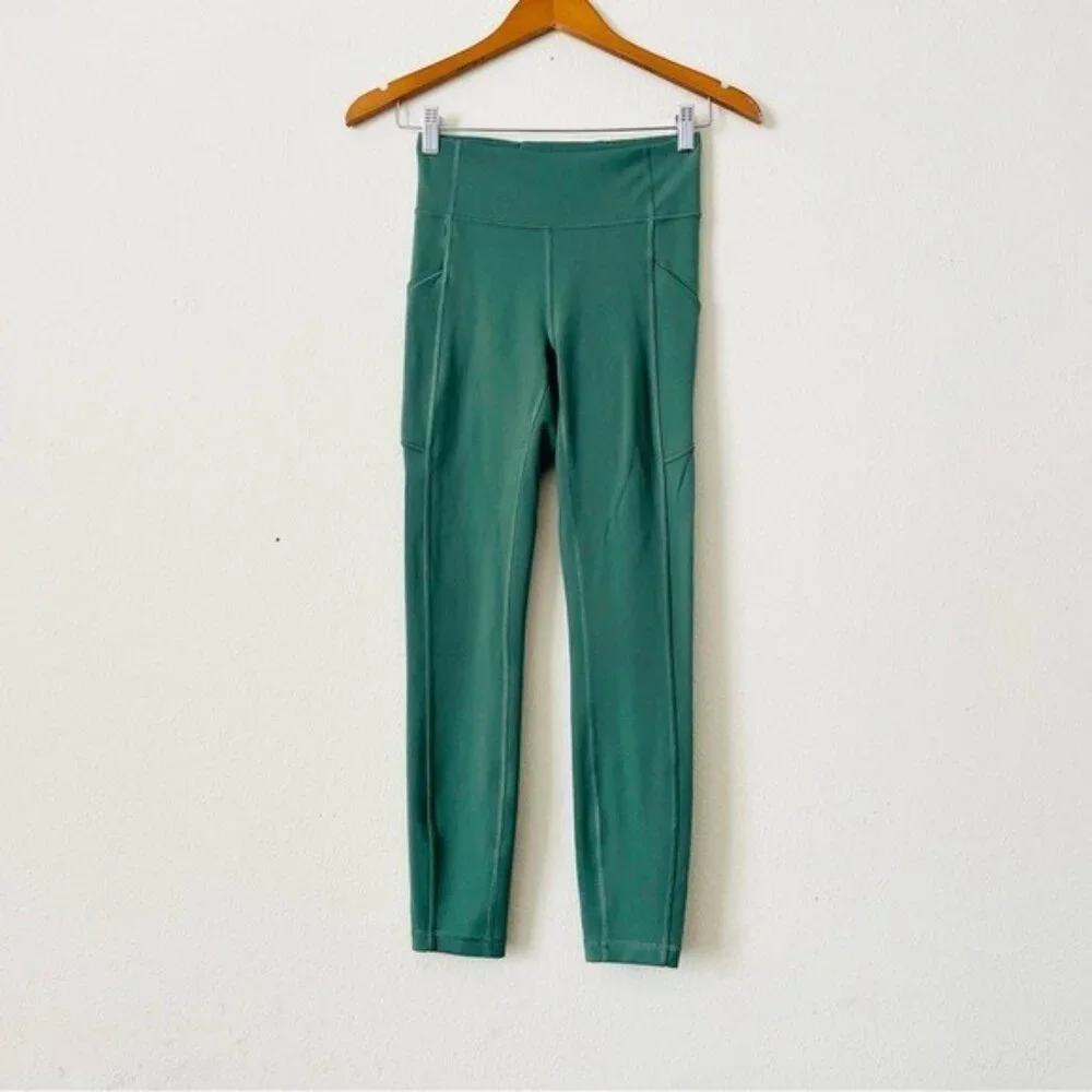 Lululemon SIZE 4 Invigorate High Rise Pocketed 25” leggings in Algae Green